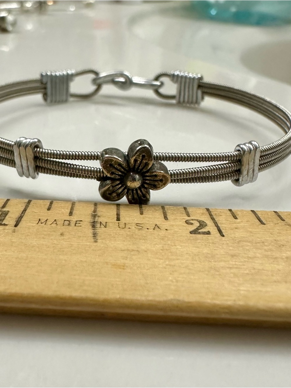 Silver Floral Bangle Bracelet - Women's Jewelry